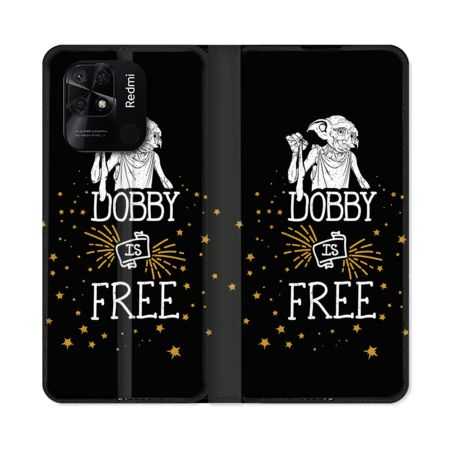 Housse cuir portefeuille Pour Xiaomi Redmi 10C Harry Potter Dobby Free Noir