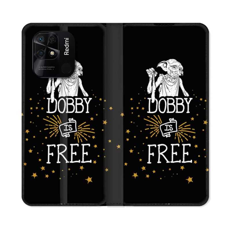 Housse cuir portefeuille Pour Xiaomi Redmi 10C Harry Potter Dobby Free Noir