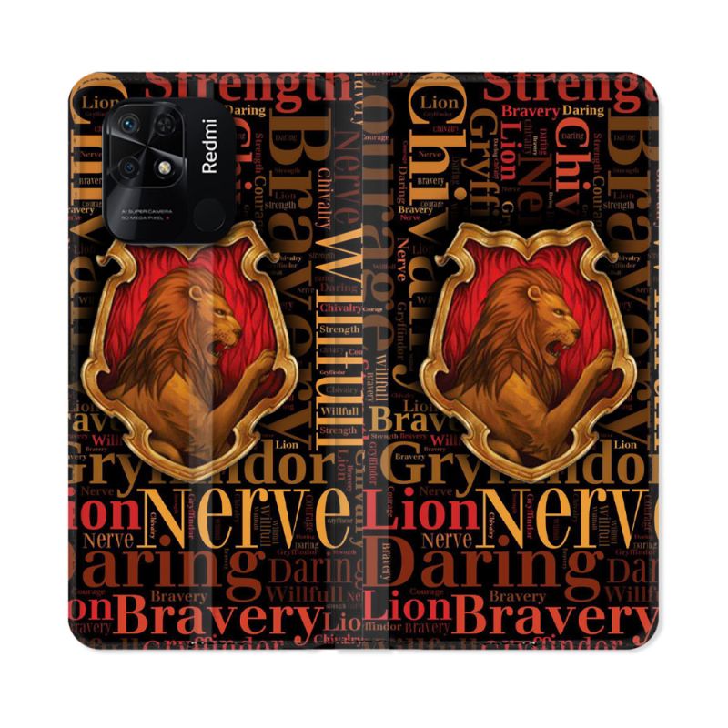 Housse cuir portefeuille Pour Xiaomi Redmi 10C Harry Potter Griffondor