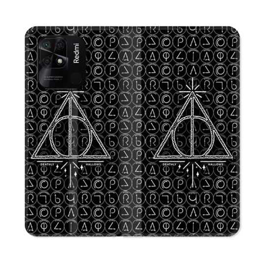 Housse cuir portefeuille Pour Xiaomi Redmi 10C Harry Potter Hollows Triangle Noir