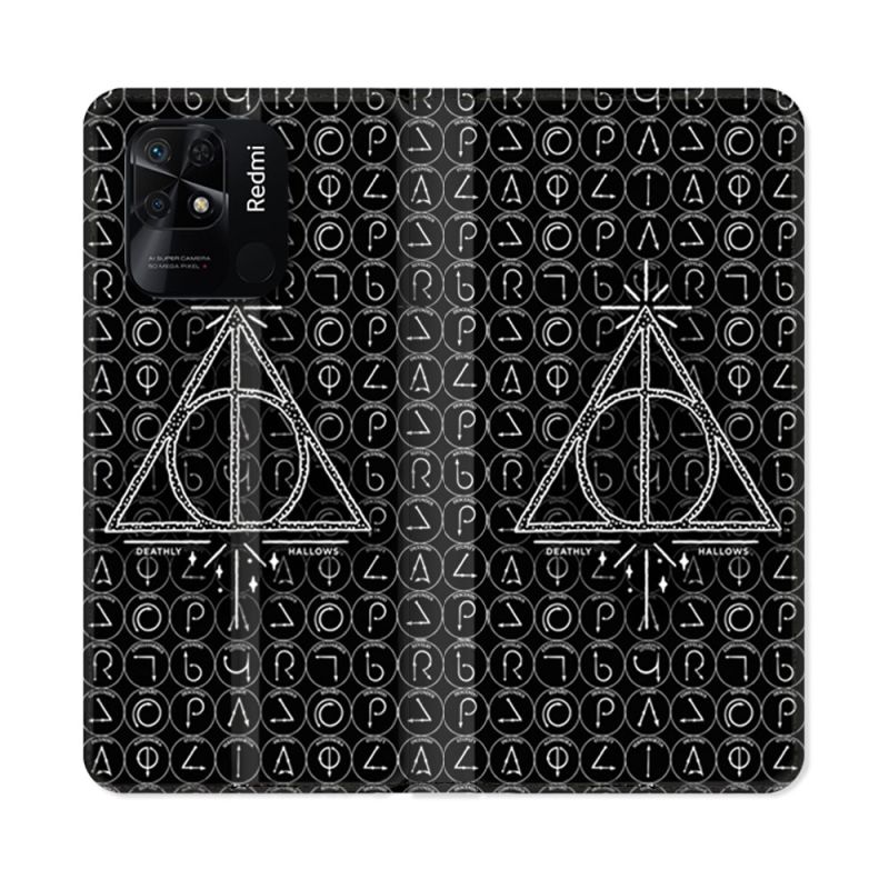 Housse cuir portefeuille Pour Xiaomi Redmi 10C Harry Potter Hollows Triangle Noir
