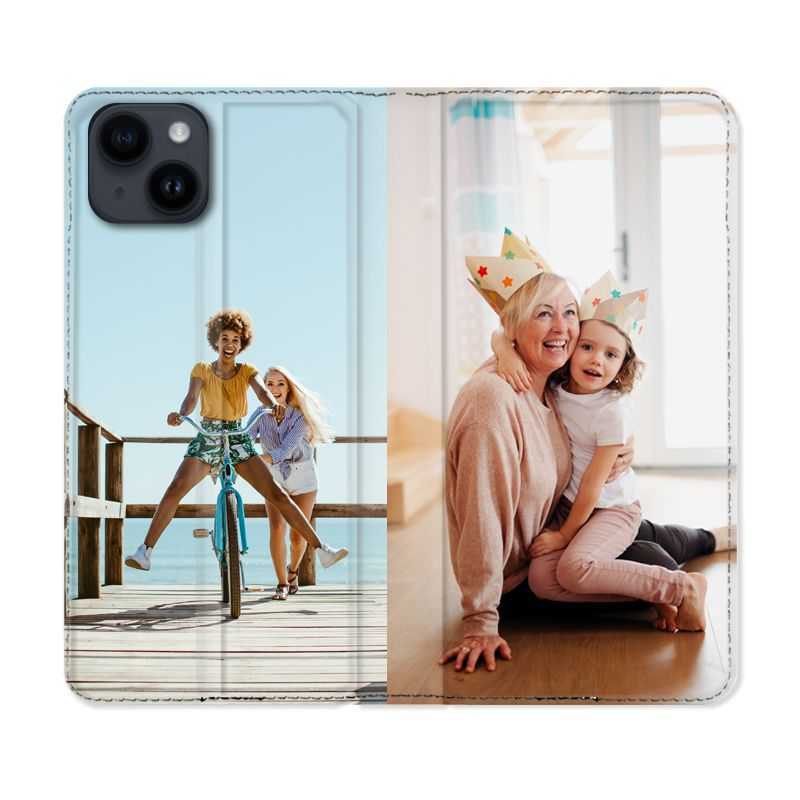 Housse Cuir Portefeuille Pour Iphone 14 (6.1) Personnalisee