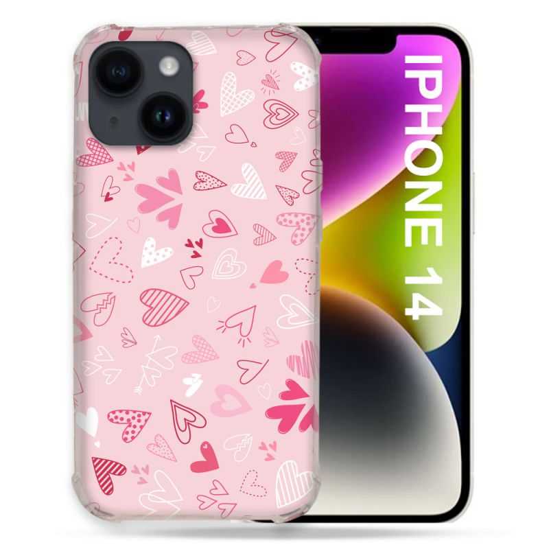 Coque Pour Iphone 14 (6.1) Amour Ptis Coeurs