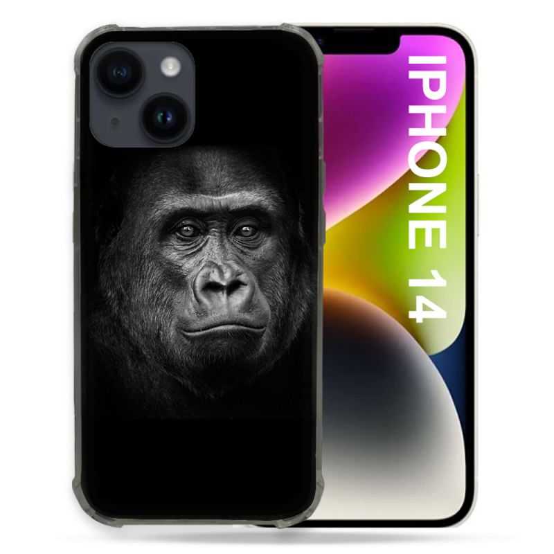 Coque Pour Iphone 14 (6.1) Animal Gorille Noir