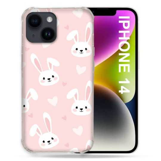 Coque Pour Iphone 14 (6.1) Animal Lapin Rose