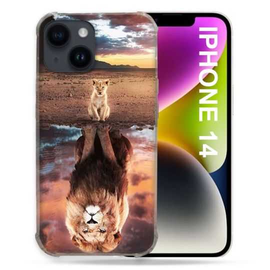 Coque Pour Iphone 14 (6.1) Animal Lion Reflet
