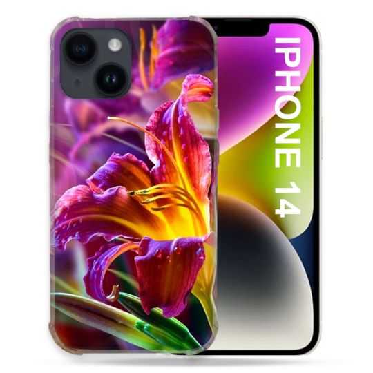 Coque Pour Iphone 14 (6.1) Fleur Lys Color