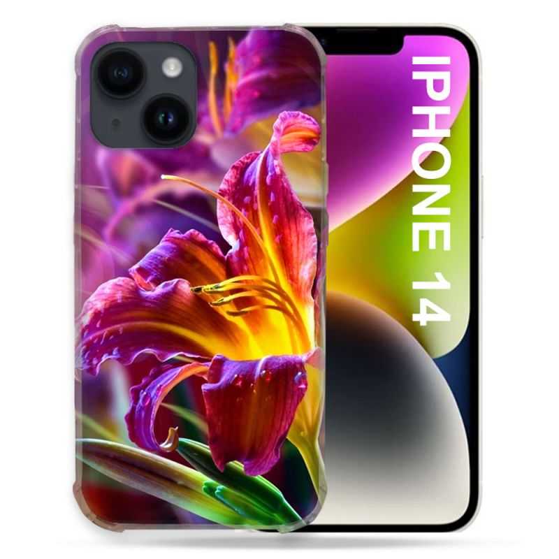 Coque Pour Iphone 14 (6.1) Fleur Lys Color