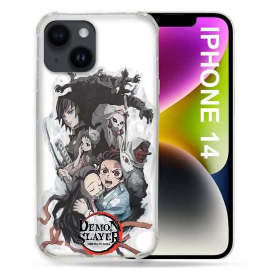 Coque Pour Iphone 14 (6.1) Manga Demon Slayer Blanc