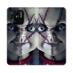 Housse cuir portefeuille Pour Xiaomi Redmi 10C Horreur Chucky Cicatrice