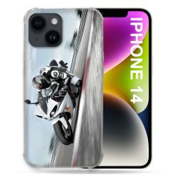 Coque Pour Iphone 14 (6.1) Moto Course GP Blanche