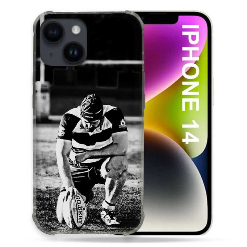 Coque Pour Iphone 14 (6.1) Sport Rugby Noir Blanc