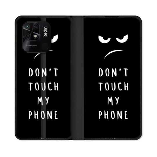 Housse cuir portefeuille Pour Xiaomi Redmi 10C Humour Don't Touch