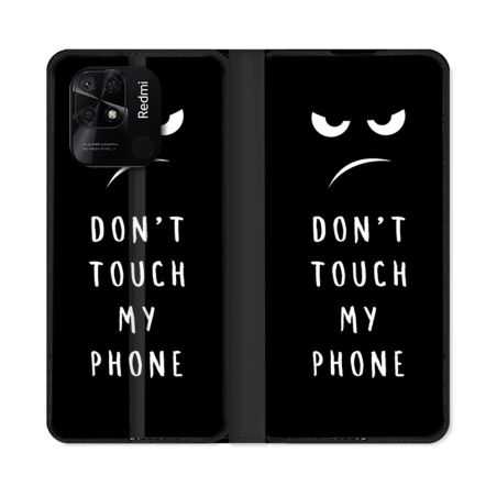 Housse cuir portefeuille Pour Xiaomi Redmi 10C Humour Don't Touch