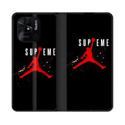 Housse cuir portefeuille Pour Xiaomi Redmi 10C Jordan Supreme Noir