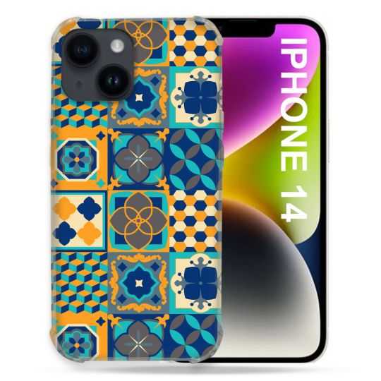 Coque Pour Iphone 14 (6.1) Texture Carreau Ciment Orange