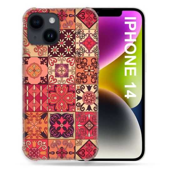 Coque Pour Iphone 14 (6.1) Texture Carreau Ciment Rouge