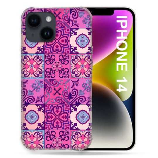 Coque Pour Iphone 14 (6.1) Texture Carreau Ciment Violet