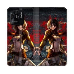 Housse cuir portefeuille Pour Xiaomi Redmi 10C Manga Attaque Titans Mikasa