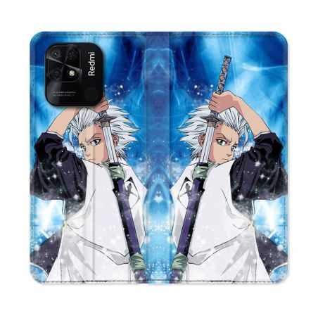 Housse cuir portefeuille Pour Xiaomi Redmi 10C Manga Bleach Hitsugaya