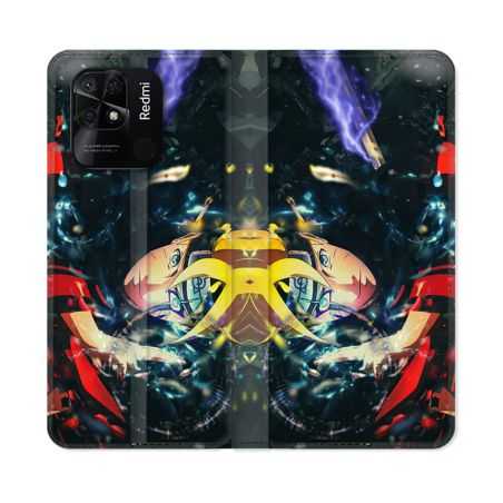 Housse cuir portefeuille Pour Xiaomi Redmi 10C Manga Boruto Eclair