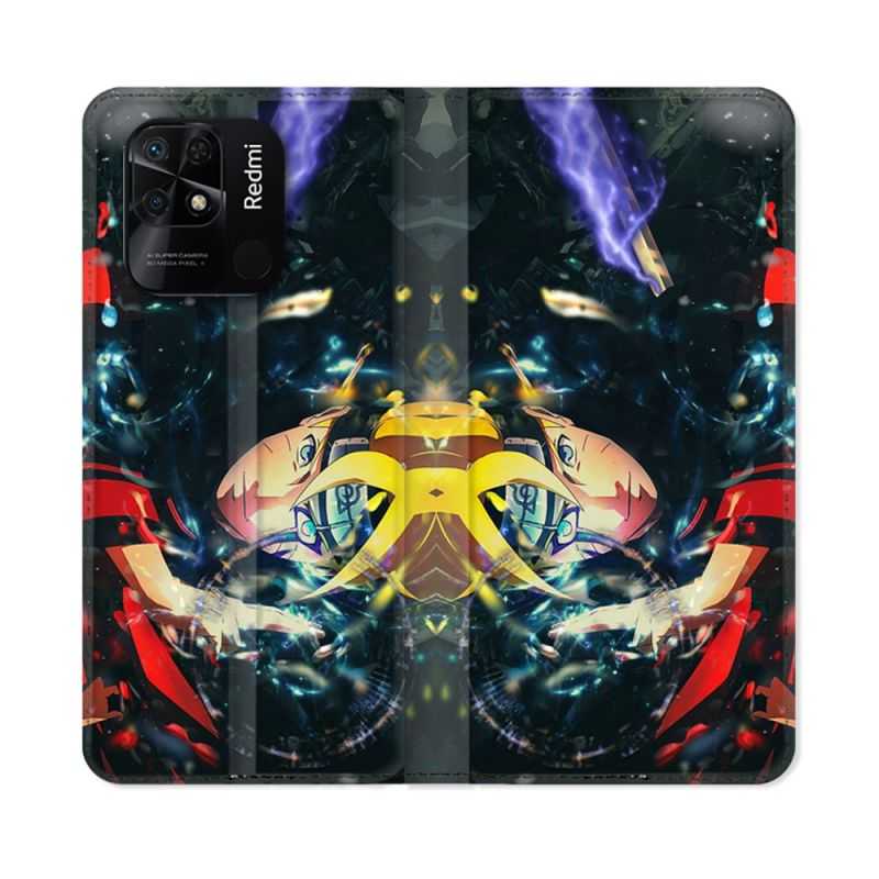 Housse cuir portefeuille Pour Xiaomi Redmi 10C Manga Boruto Eclair