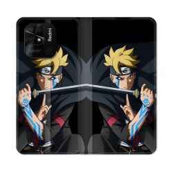 Housse cuir portefeuille Pour Xiaomi Redmi 10C Manga Boruto Tatouage