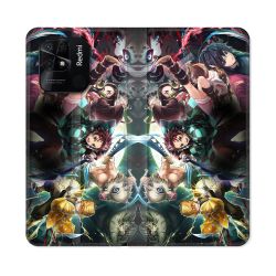 Housse cuir portefeuille Pour Xiaomi Redmi 10C Manga Demon Slayer Groupe