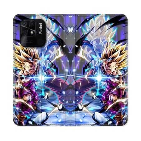 Housse cuir portefeuille Pour Xiaomi Redmi 10C Manga Dragon Ball Sangohan Duo