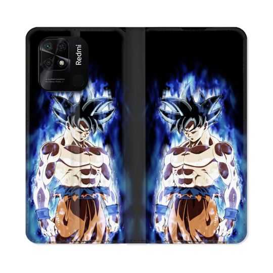 Housse cuir portefeuille Pour Xiaomi Redmi 10C Manga Dragon Ball Sangoku Noir