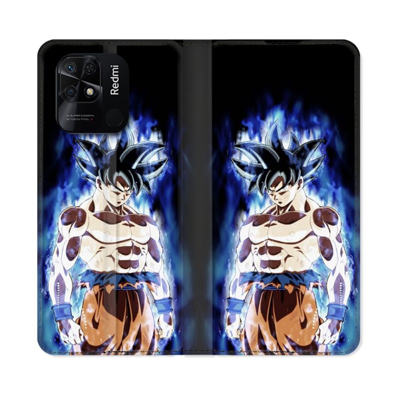 Housse cuir portefeuille Pour Xiaomi Redmi 10C Manga Dragon Ball Sangoku Noir