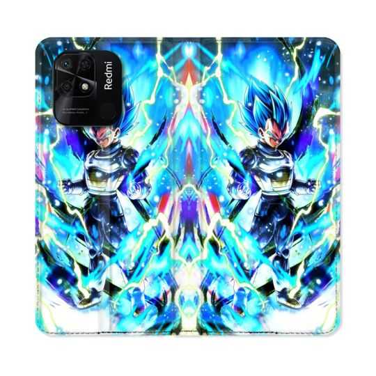 Housse cuir portefeuille Pour Xiaomi Redmi 10C Manga Dragon Ball Vegeta Bleu