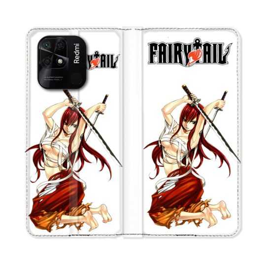 Housse cuir portefeuille Pour Xiaomi Redmi 10C Manga Fairy Tail Erza