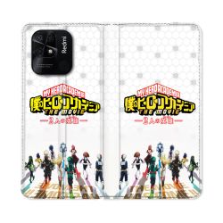 Housse cuir portefeuille Pour Xiaomi Redmi 10C Manga My Hero Academia Blanc