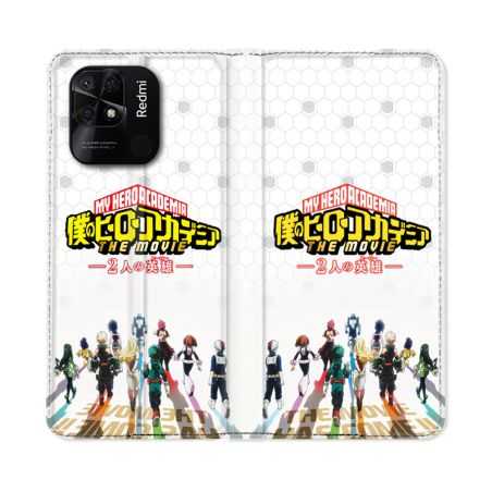 Housse cuir portefeuille Pour Xiaomi Redmi 10C Manga My Hero Academia Blanc