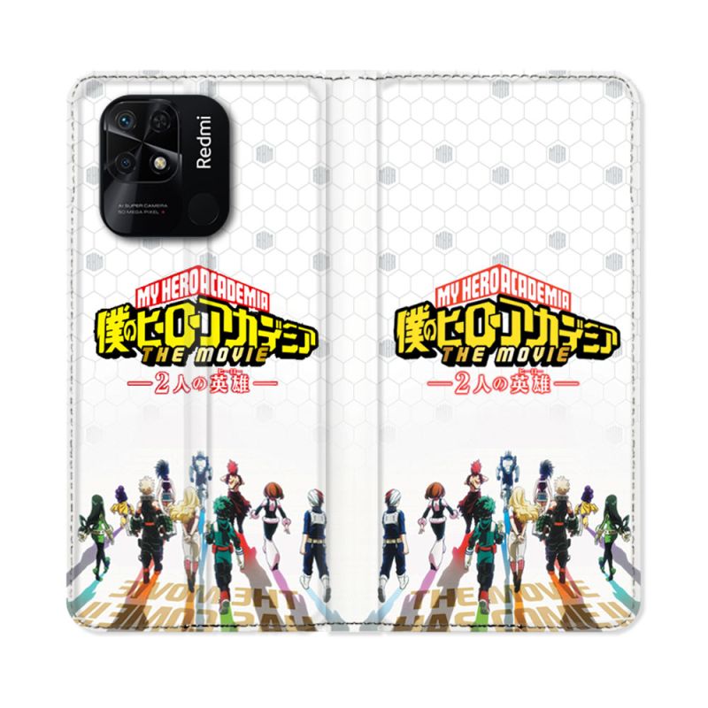 Housse cuir portefeuille Pour Xiaomi Redmi 10C Manga My Hero Academia Blanc