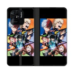 Housse cuir portefeuille Pour Xiaomi Redmi 10C Manga My Hero Academia Noir