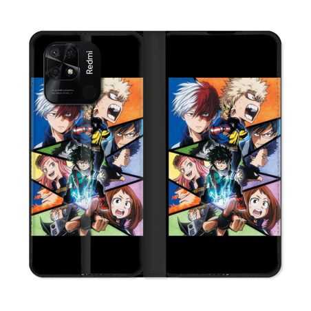 Housse cuir portefeuille Pour Xiaomi Redmi 10C Manga My Hero Academia Noir