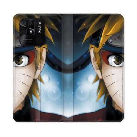 Housse cuir portefeuille Pour Xiaomi Redmi 10C Manga Naruto Blanc