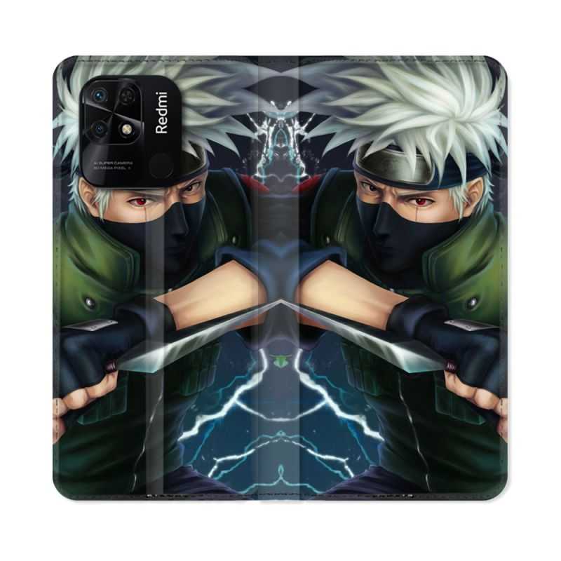 Housse cuir portefeuille Pour Xiaomi Redmi 10C Manga Naruto Kakashi