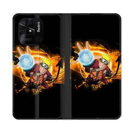 Housse cuir portefeuille Pour Xiaomi Redmi 10C Manga Naruto Noir