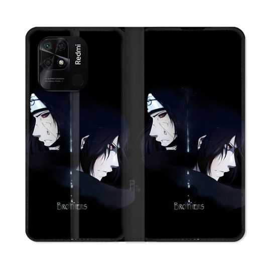 Housse cuir portefeuille Pour Xiaomi Redmi 10C Manga Naruto Sasuke Itachi