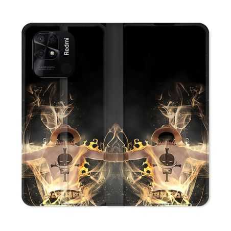 Housse cuir portefeuille Pour Xiaomi Redmi 10C Manga One Piece Ace Noir