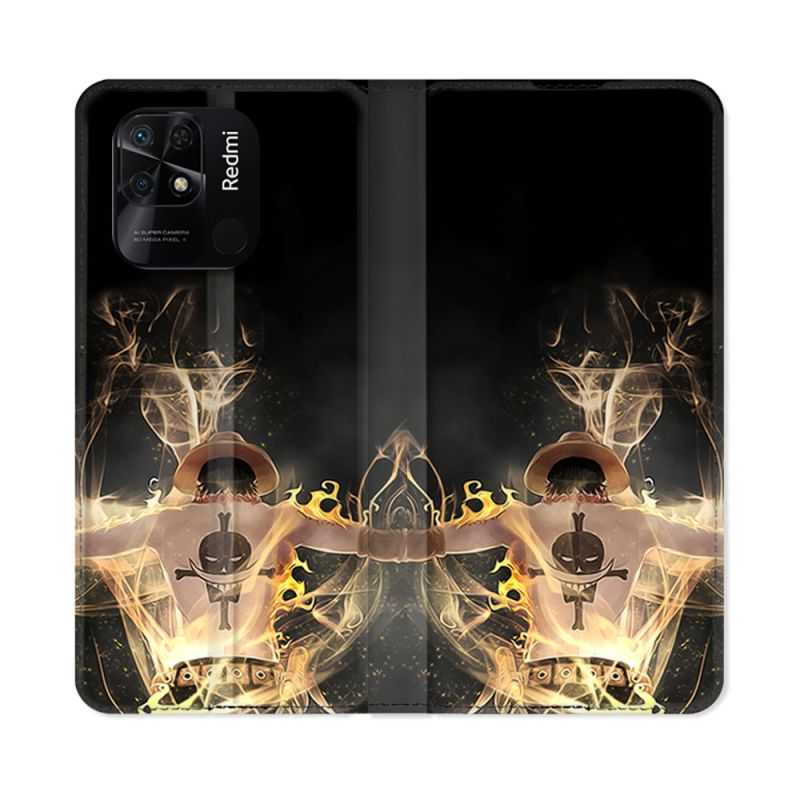 Housse cuir portefeuille Pour Xiaomi Redmi 10C Manga One Piece Ace Noir