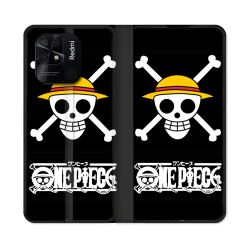 Housse cuir portefeuille Pour Xiaomi Redmi 10C Manga One Piece Tete de Mort