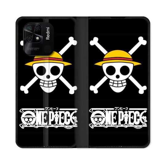 Housse cuir portefeuille Pour Xiaomi Redmi 10C Manga One Piece Tete de Mort