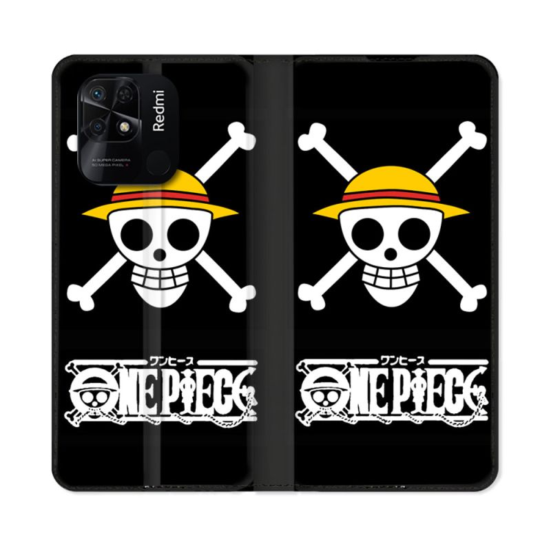Housse cuir portefeuille Pour Xiaomi Redmi 10C Manga One Piece Tete de Mort