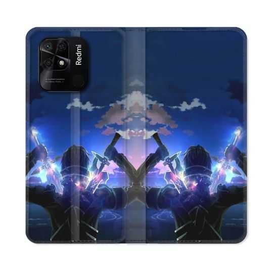 Housse cuir portefeuille Pour Xiaomi Redmi 10C Manga SAO sword Art Online Epee