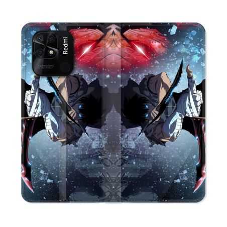 Housse cuir portefeuille Pour Xiaomi Redmi 10C Manga Solo Leveling Sung Epee