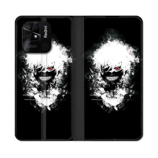 Housse cuir portefeuille Pour Xiaomi Redmi 10C Manga Tokyo Ghoul Kaneki Tag